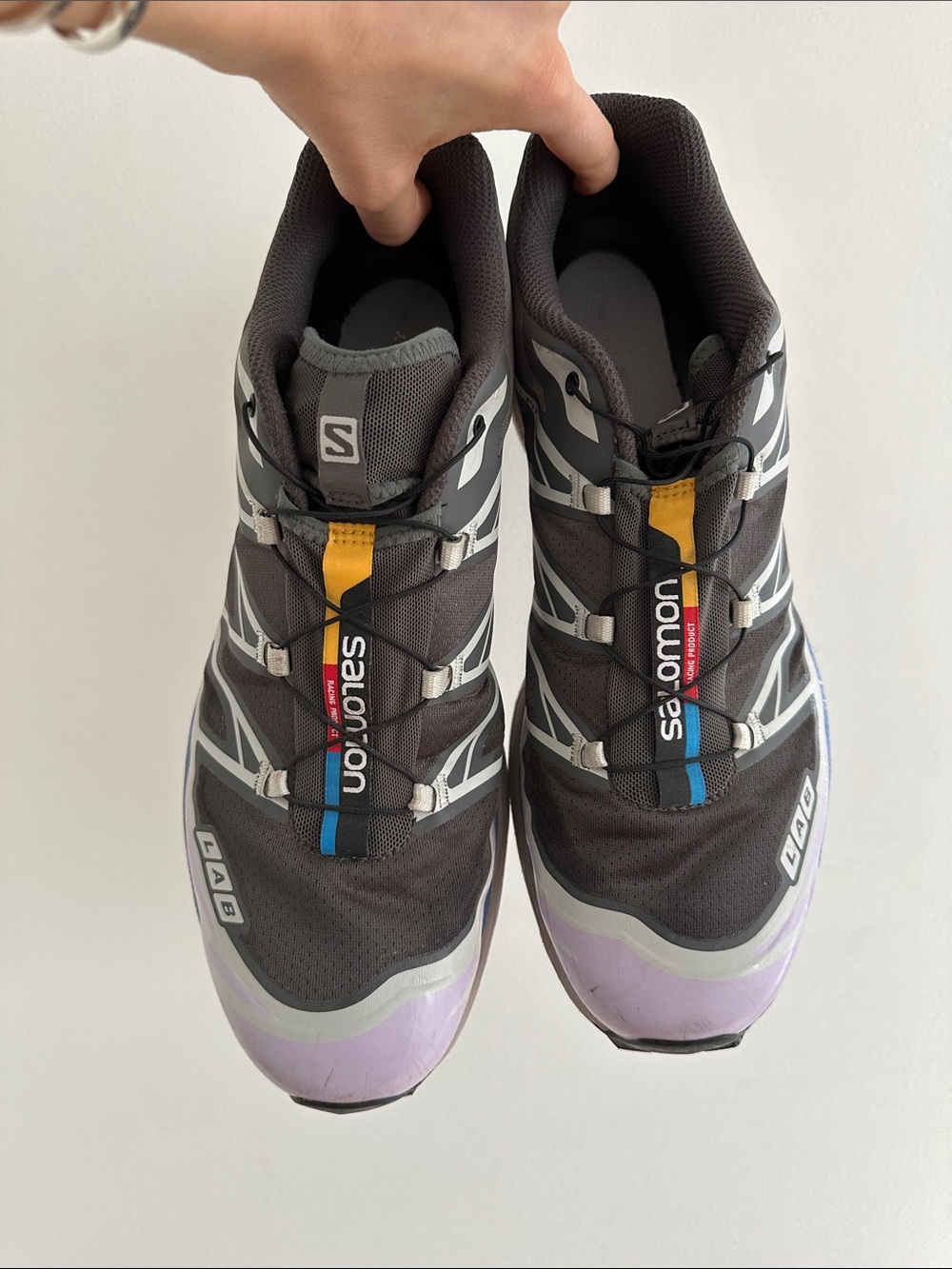 Salomon Men's Athletic Shoes - Black with Purple, Yellow & Blue Accents